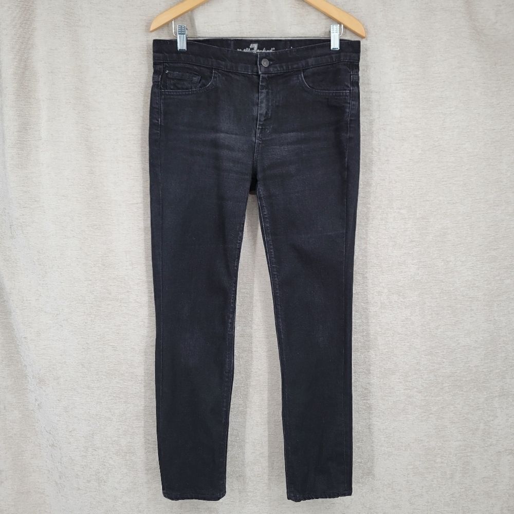 7 for All Mankind Black Ginger Skinny Cropped Jeans Women's Size 30